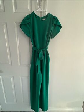 Calvin Klein Emerald Green Belted Jumpsuit with Back Zip